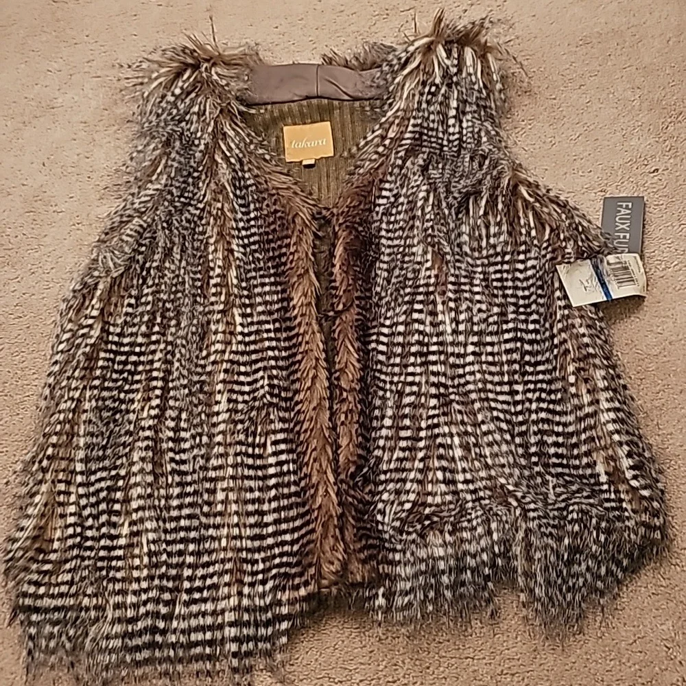 BRAND NEW WITH TAGS, TAKARA FAUX FUR VEST